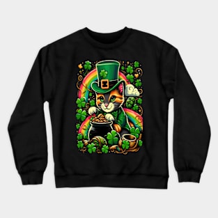Funny cat shamrock Crewneck Sweatshirt